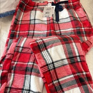 Cozy Plaid Fleece Lounge Pants - Red, White & Black